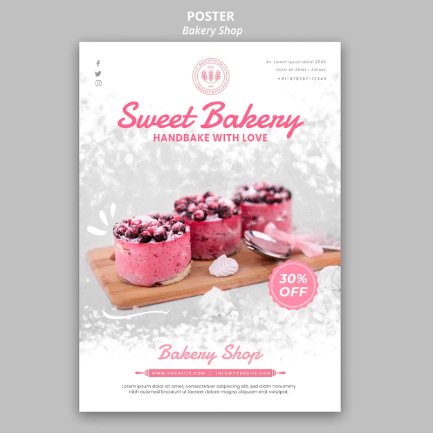 Free PSD | Bakery shop poster theme