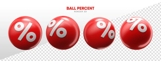 Free PSD | Balls with percent icons in realistic 3d render