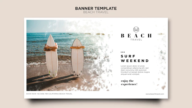 Free PSD | Banner of people holding surfing boards