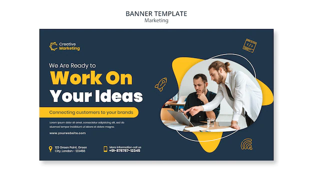 Free PSD | Banner template design with people working together