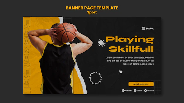 Free PSD | Banner template for basketball game with male player