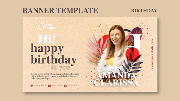 Free PSD | Banner template for birthday anniversary celebration