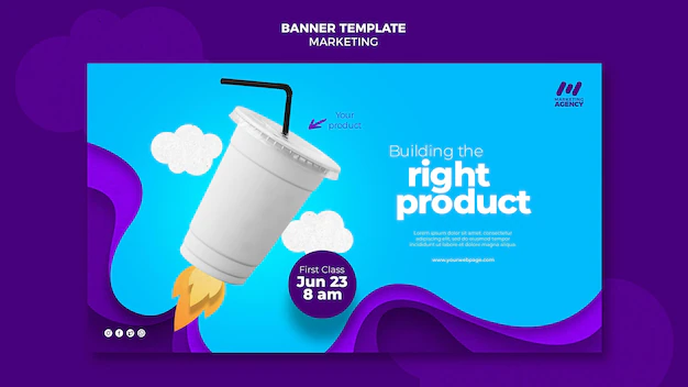 Free PSD | Banner template for marketing company with product
