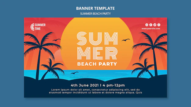 Free PSD | Banner template for summer beach party