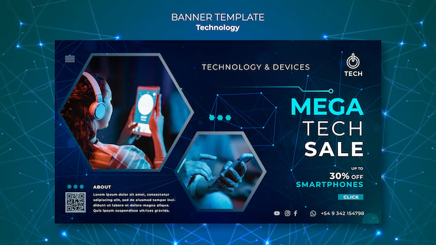 Free PSD | Banner template for techno store