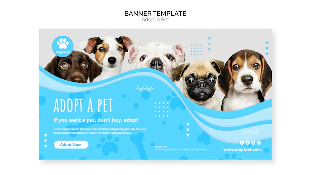 Free PSD | Banner template with adopt pet concept