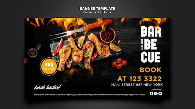 Free PSD | Banner template with barbeque concept