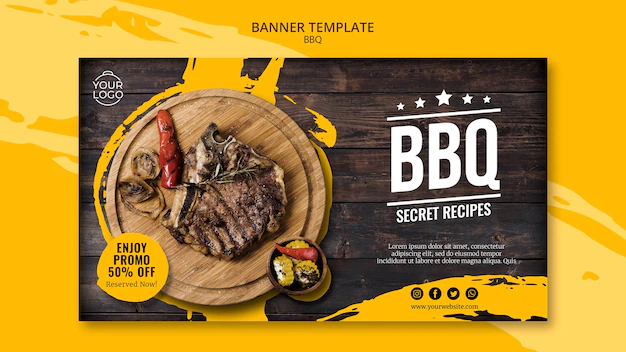 Free PSD | Banner template with bbq concept
