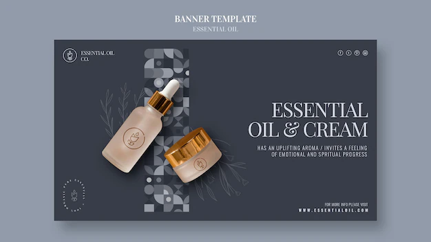 Free PSD | Banner template with essential oil cosmetics