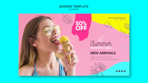 Free PSD | Banner template with summer sale design