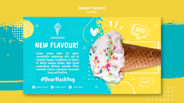 Free PSD | Banner with ice cream theme