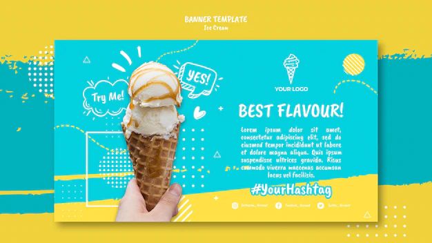 Free PSD | Banner with ice cream