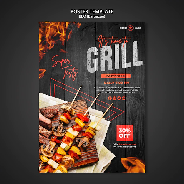 Free PSD | Barbecue house print template