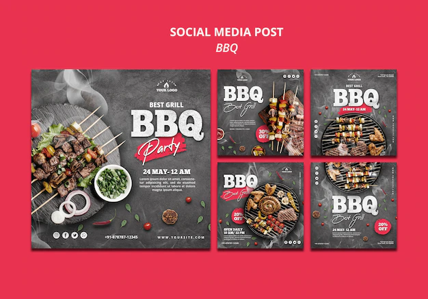 Free PSD | Barbeque social media post template