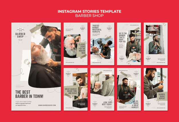 Free PSD | Barber shop instagram stories template design