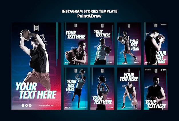 Free PSD | Basketball player instagram stories template