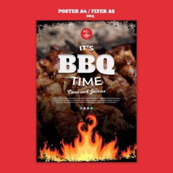 Free PSD | Bbq concept poster flyer template