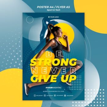 Free PSD | Be strong sport poster template