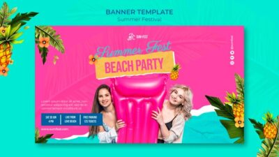 Free PSD | Beach party banner template