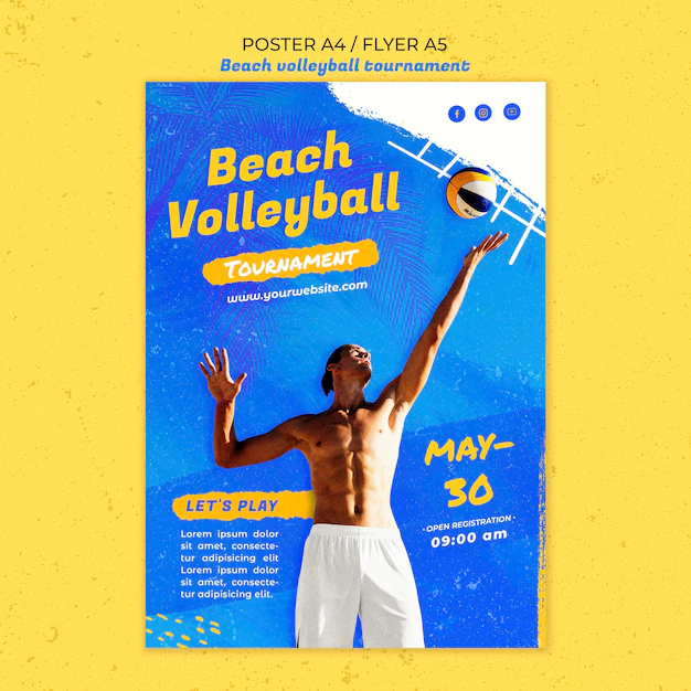Free PSD | Beach volleyball concept flyer template