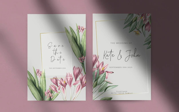 Free PSD | Beautiful floral wedding invitation template