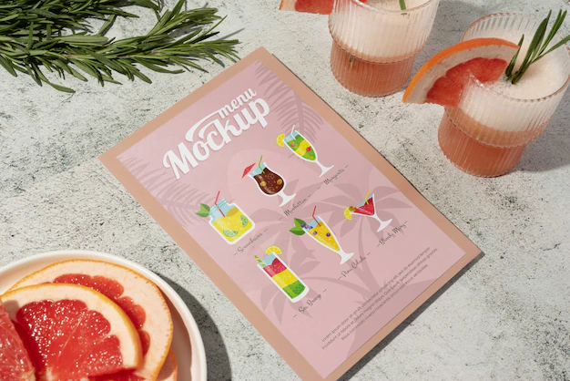 Free PSD | Beautiful summer menu mockup