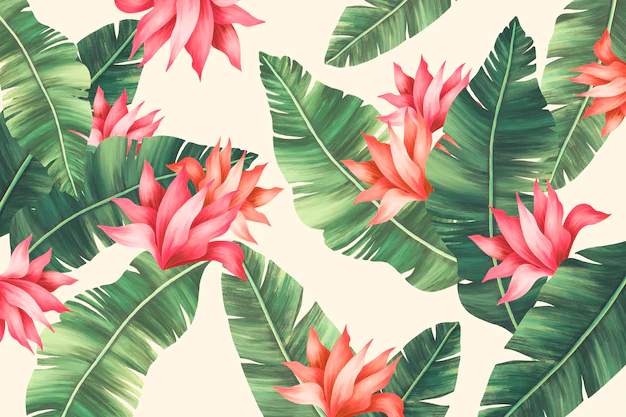 Free PSD | Beautiful summer print with palm tree leaves