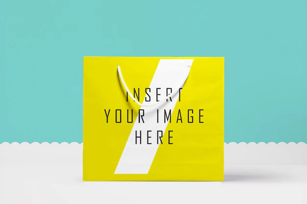 Free PSD | Big yellow paper bag mock up