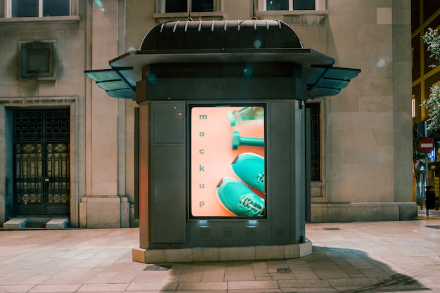 Free PSD | Billboard mockup in city at night