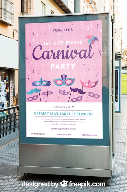 Free PSD | Billboard mockup with carnival concept