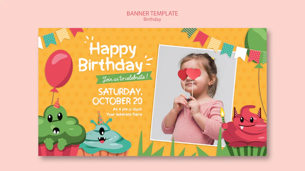 Free PSD | Birthday concept banner template