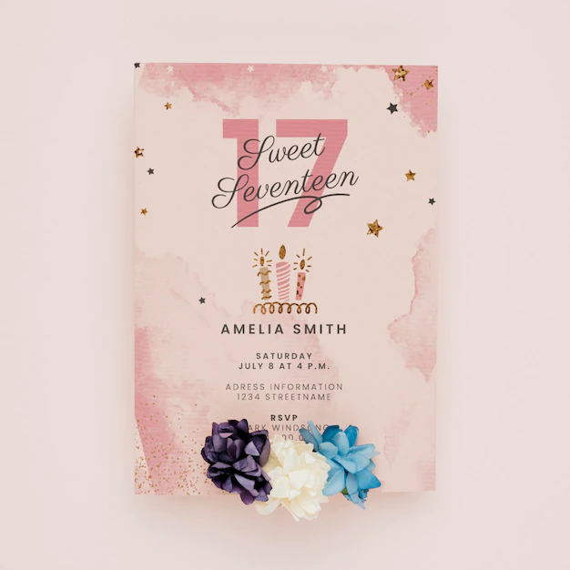 Free PSD | Birthday invitation concept mock-up