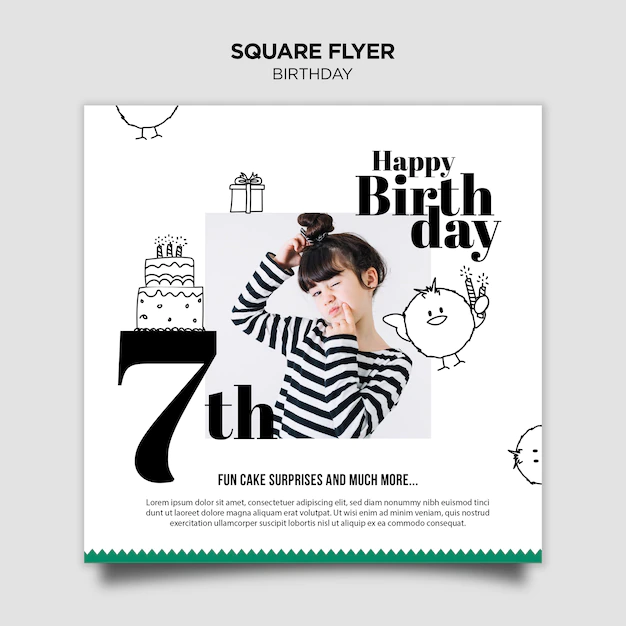 Free PSD | Birthday invitation square flyer