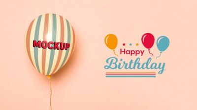 Free PSD | Birthday mock-up balloons