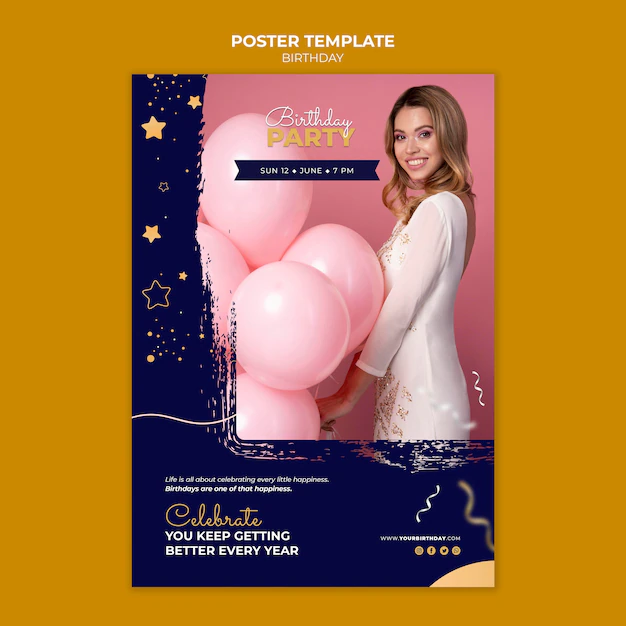 Free PSD | Birthday party poster template