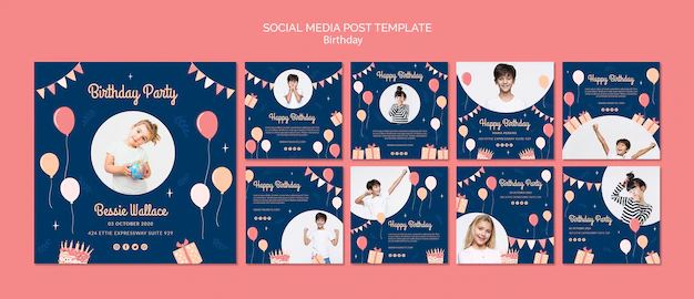 Free PSD | Birthday social media post template