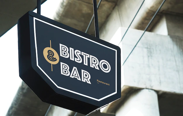 Free PSD | Bistro and bar restaurant board mockup