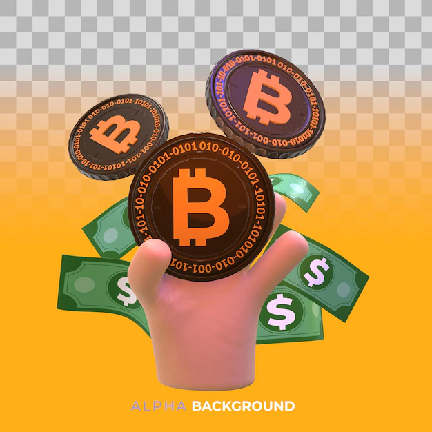 Free PSD | Bitcoins and new virtual money concept. 3d illustration
