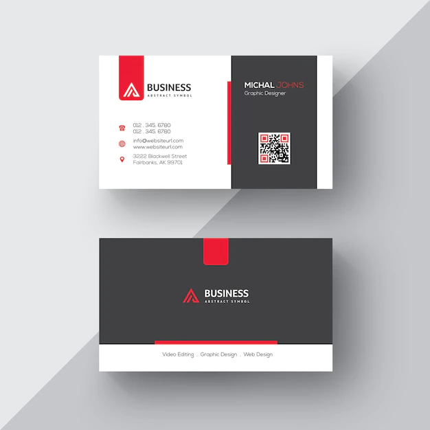Free PSD | Black and white business card with red details