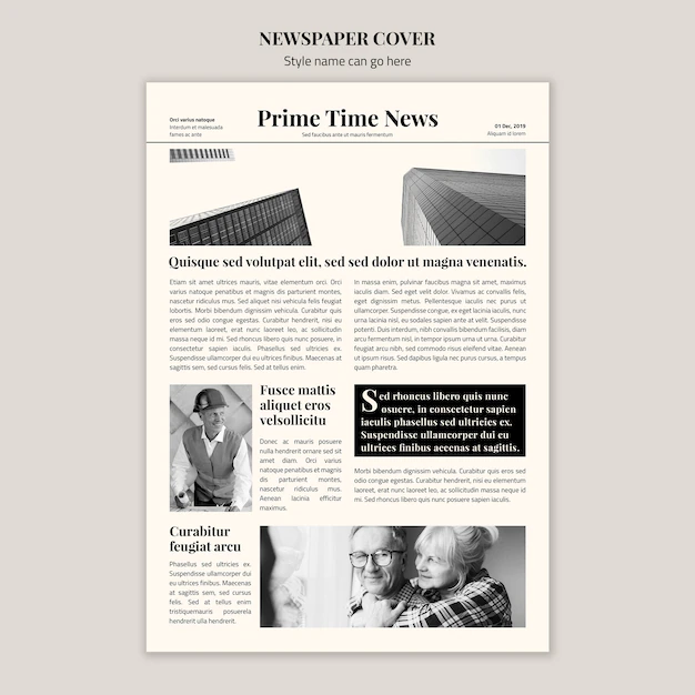 Free PSD | Black and white newspaper cover