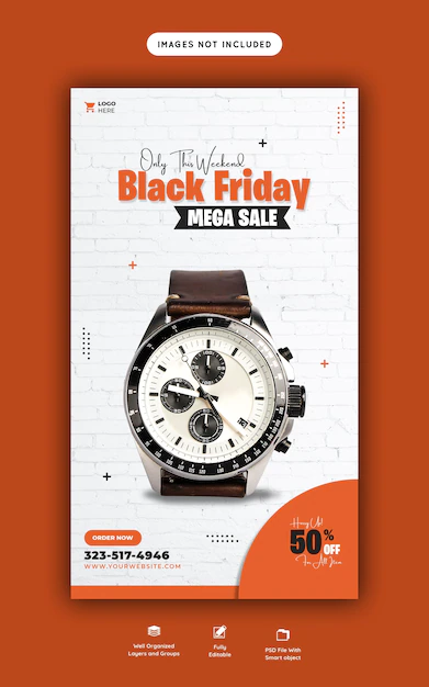 Free PSD | Black friday mega sale instagram and facebook story banner template