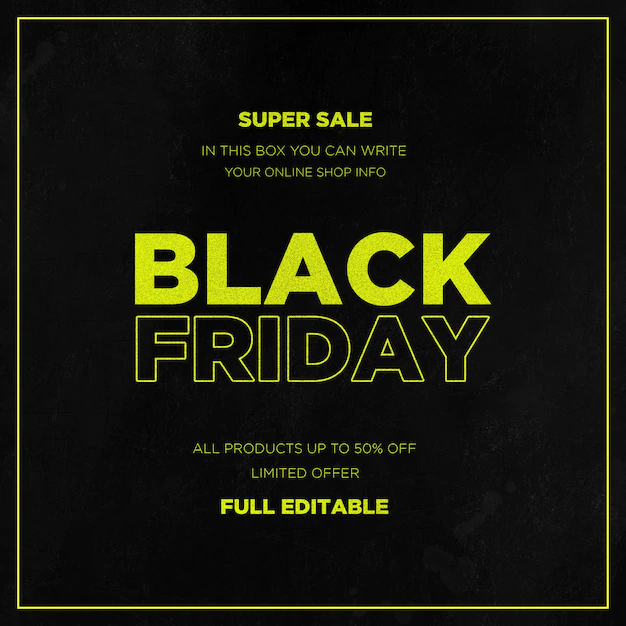 Free PSD | Black friday modern sale with texture background and frame text