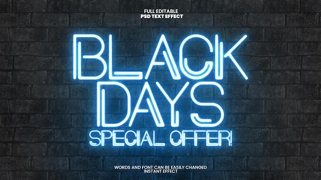 Free PSD | Black friday neon text effect