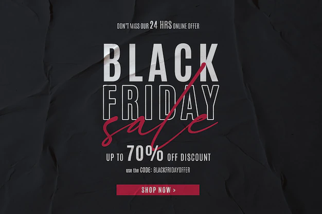 Free PSD | Black friday sale banner in glued paper background