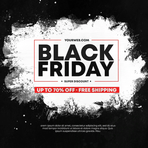 Free PSD | Black friday sale banner with white brush stroke abstract
