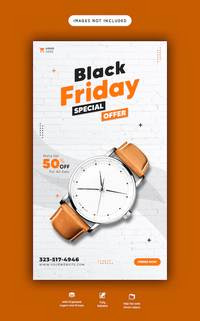 Free PSD | Black friday special offer instagram and facebook story banner template