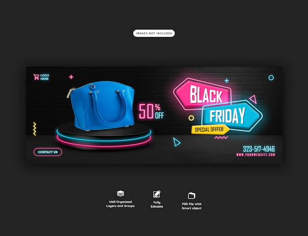 Free PSD | Black friday super sale facebook cover template
