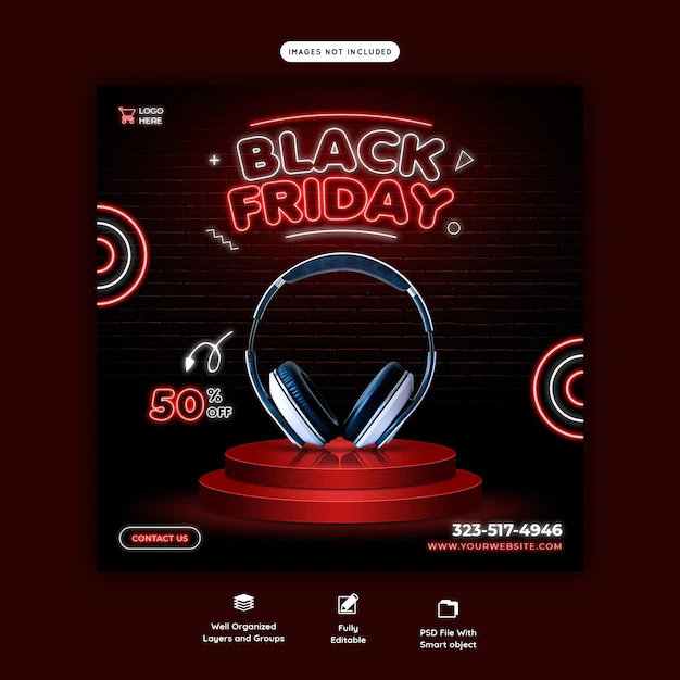 Free PSD | Black friday super sale social media banner template