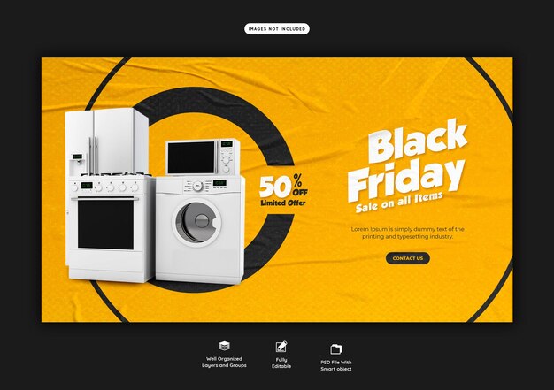 Free PSD | Black friday super sale web banner template