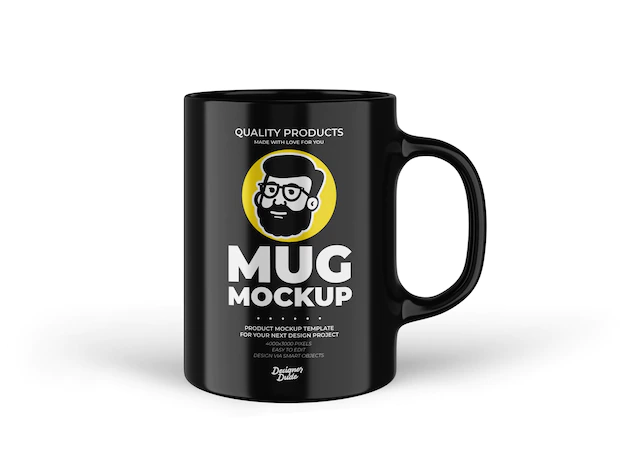 Free PSD | Black mug mockup template